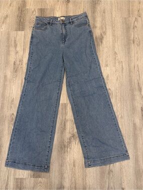 OAT New York Comfort Weave Wide Leg Jeans Size 10/30 High Rise Soft Denim